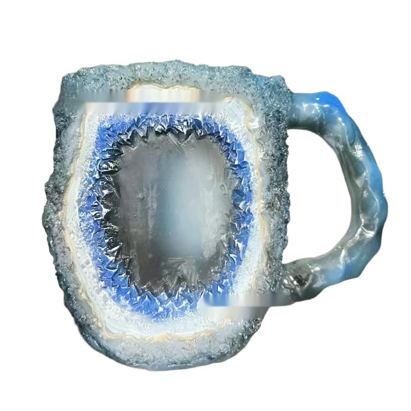 400ml Resin Mineral Crystal Coffee Mugs With Handles Elegant Mineral Crystal Cup For Workplace Home Decor Christmas Gift Kitchen Gadgets