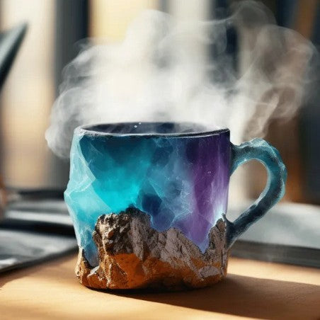400ml Resin Mineral Crystal Coffee Mugs With Handles Elegant Mineral Crystal Cup For Workplace Home Decor Christmas Gift Kitchen Gadgets