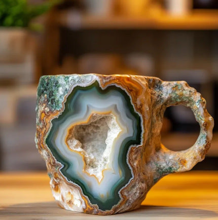 400ml Resin Mineral Crystal Coffee Mugs With Handles Elegant Mineral Crystal Cup For Workplace Home Decor Christmas Gift Kitchen Gadgets