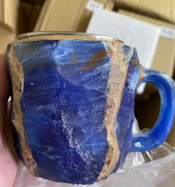 400ml Resin Mineral Crystal Coffee Mugs With Handles Elegant Mineral Crystal Cup For Workplace Home Decor Christmas Gift Kitchen Gadgets