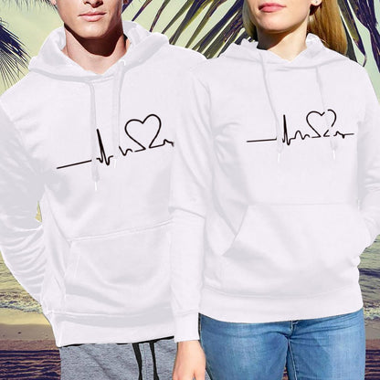 Simple print hooded couple&