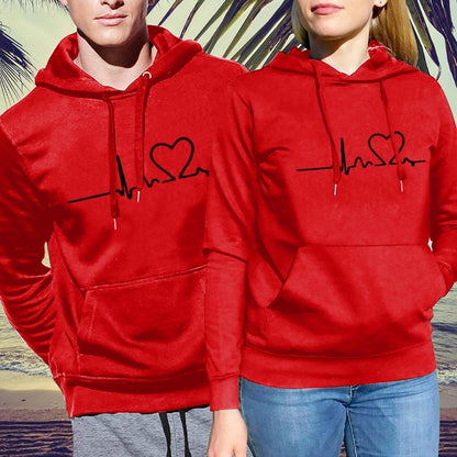 Simple print hooded couple&