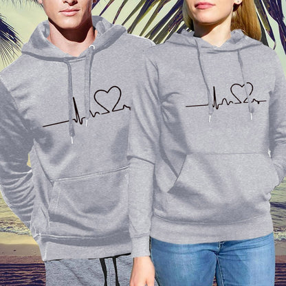 Simple print hooded couple&